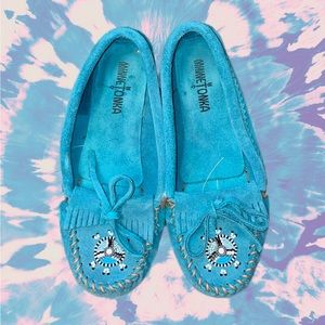 Turquoise Beaded Minnetonka Moccasins